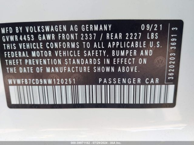 2022 VOLKSWAGEN GOLF R WVWFB7CD9NW120251 Photo 8