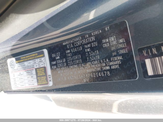 KNDNE5H38P6214678 KIA Carnival Mpv Sx Prestige