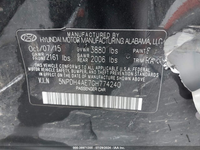 Hyundai ELANTRA SE 2016 5NPDH4AE7GH774240 Image 9