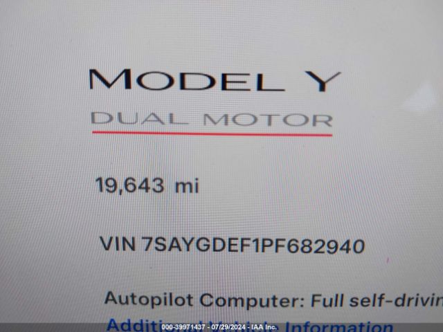 7SAYGDEF1PF682940 Tesla Model Y Awd/performance Dual Motor All-wheel Drive