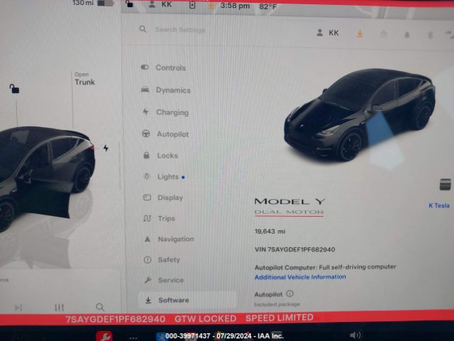 7SAYGDEF1PF682940 Tesla Model Y Awd/performance Dual Motor All-wheel Drive