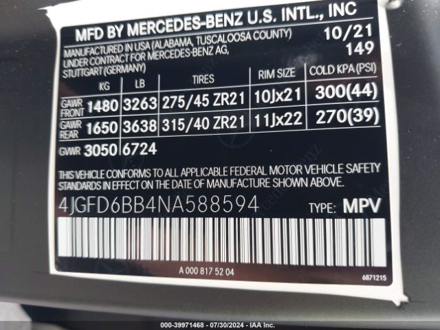 4JGFD6BB4NA588594 Mercedes-Benz Amg Gle 53 Coupe 4matic