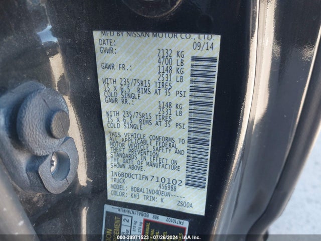 Nissan FRONTIER S 2015 1N6BD0CT1FN710102 Image 9