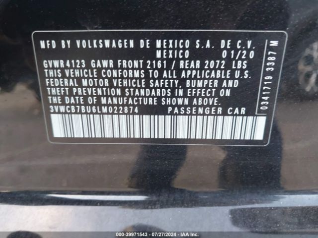 3VWCB7BU6LM022874 Volkswagen Jetta 1.4t R-line/1.4t S/1.4t Se