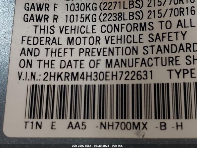 2HKRM4H30EH722631 Honda CR-V LX