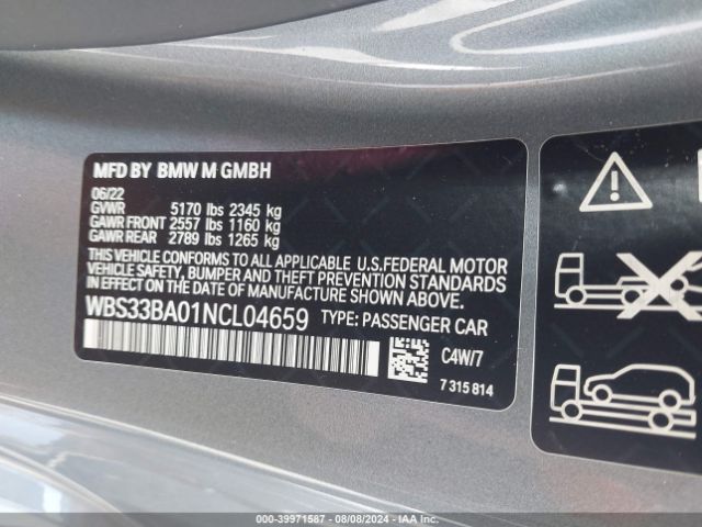 WBS33BA01NCL04659 BMW M4 Competition Xdrive