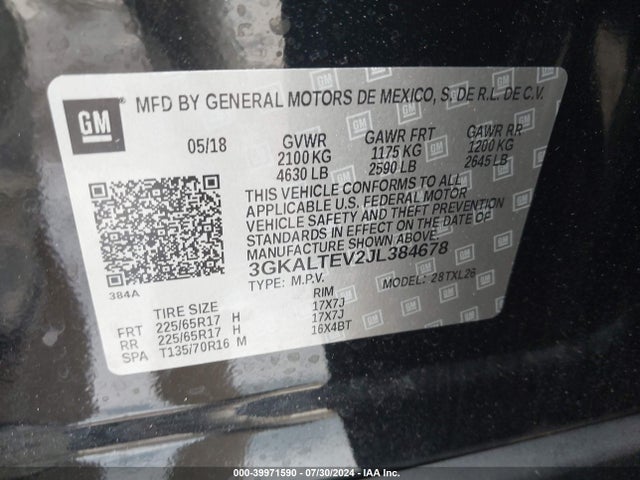 3GKALTEV2JL384678 GMC Terrain Sle