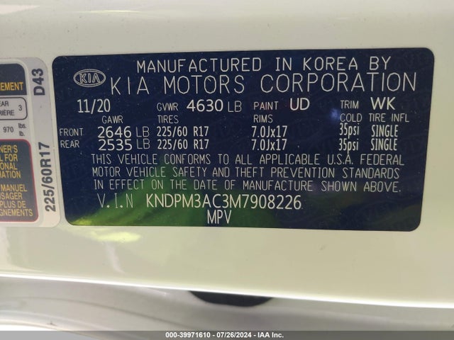 KIA Sportage Lx 2021 KNDPM3AC3M7908226 Image 9