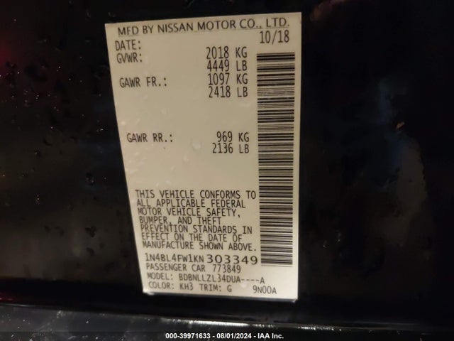 Nissan Altima 2.5 Platinum 2019 1N4BL4FW1KN303349 Image 9