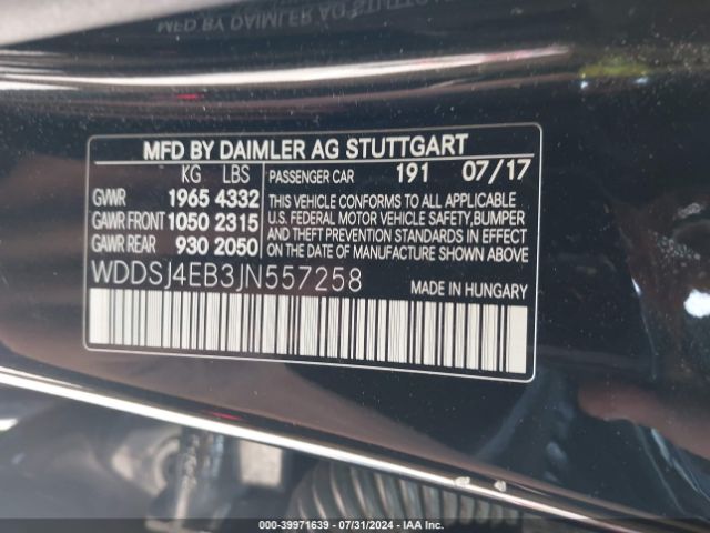 WDDSJ4EB3JN557258 Mercedes-Benz CLA 250