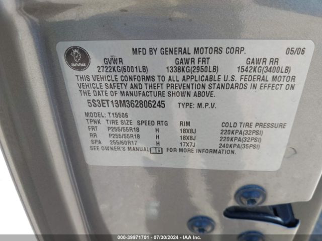 2006 SAAB 9-7X 5S3ET13M362806245 Photo 8