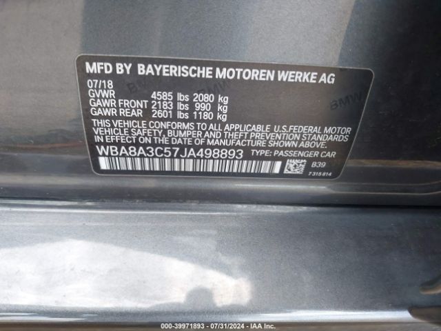 WBA8A3C57JA498893 BMW 320i Xdrive