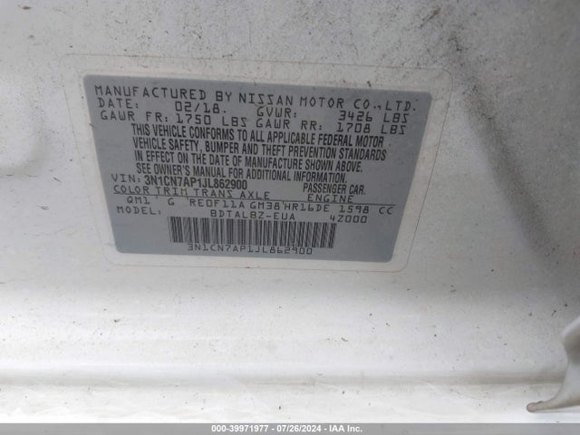 Nissan Versa 1.6 Sv 2018 3N1CN7AP1JL862900 Image 9