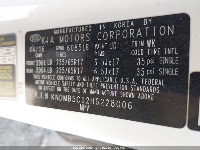 KNDMB5C12H6228006 KIA SEDONA LX