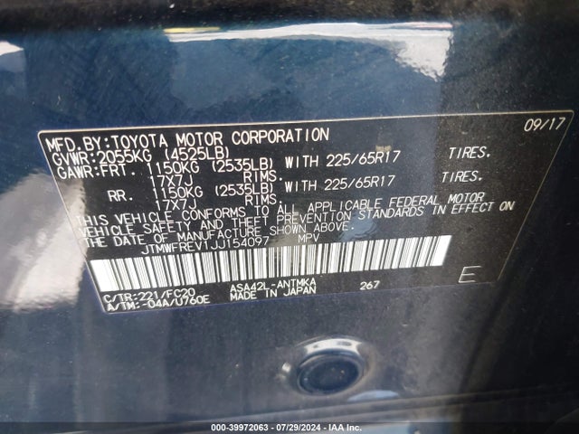 Toyota Rav4 Xle 2018 JTMWFREV1JJ154097 Image 9