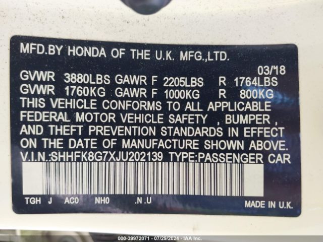SHHFK8G7XJU202139 Honda Civic Type R Touring