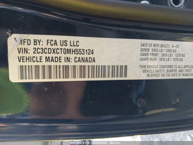 2C3CDXCT0MH553124 Dodge Charger R/t Rwd