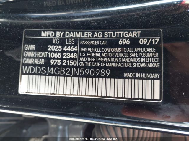 WDDSJ4GB2JN590989 Mercedes-Benz CLA 250 4MATIC