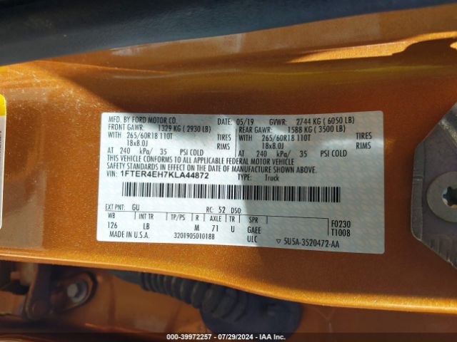 1FTER4EH7KLA44872 Ford Ranger Xlt