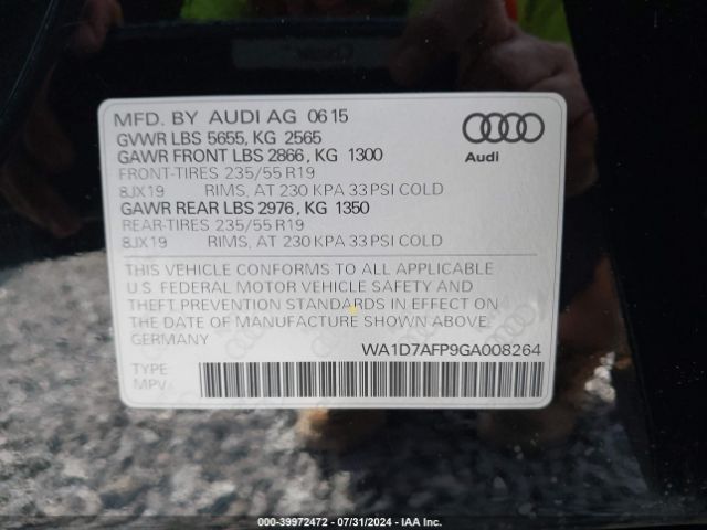 WA1D7AFP9GA008264 Audi Q5 3.0t Premium Plus