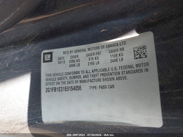 Chevrolet Camaro 1lt 2014 2G1FB1E31E9154056 Image 9