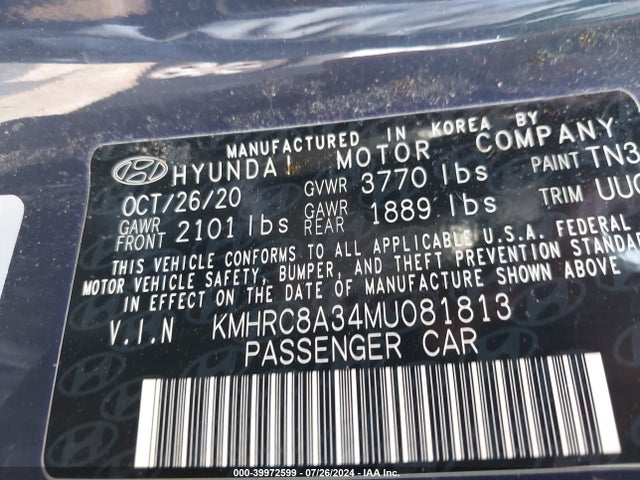 Hyundai Venue Denim 2021 KMHRC8A34MU081813 Image 9