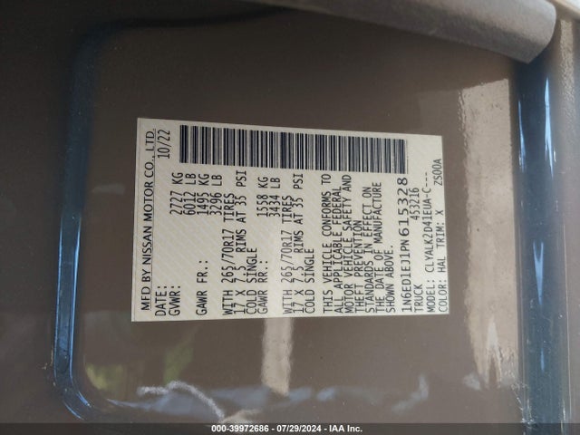 1N6ED1EJ1PN615328 Nissan 2023