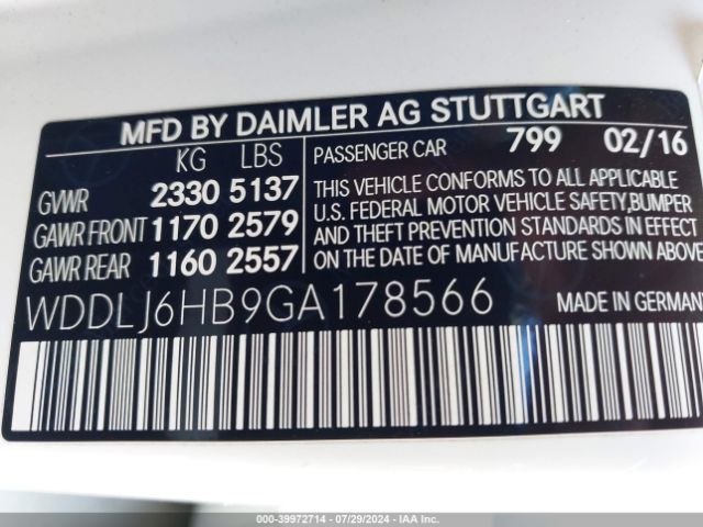 WDDLJ6HB9GA178566 Mercedes-Benz Cls 400 4matic