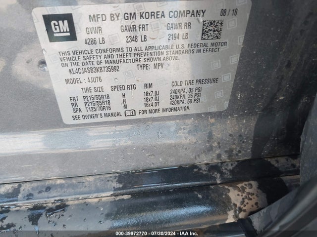 KL4CJASB3KB735992 Buick Encore Fwd Preferred