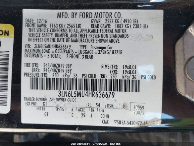 3LN6L5MU4HR636679 Lincoln Mkz Hybrid Reserve