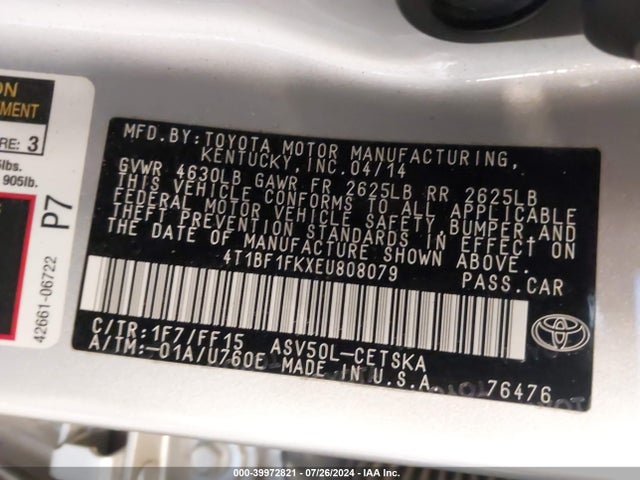 Toyota CAMRY SE 2014 4T1BF1FKXEU808079 Image 9