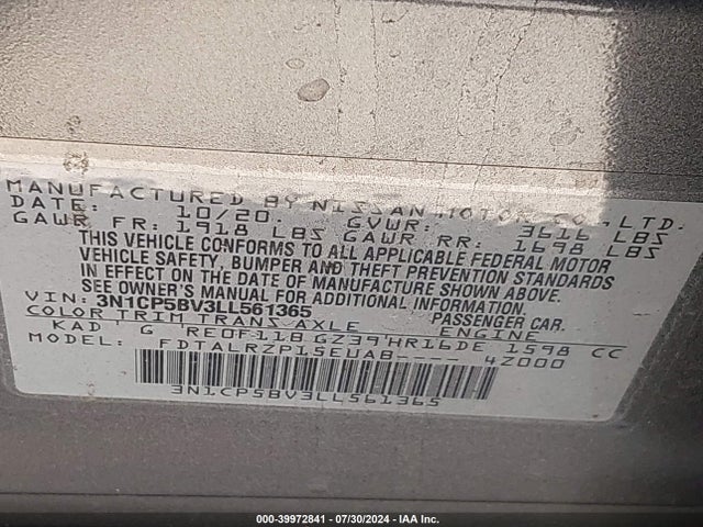 Nissan Kicks S Xtronic Cvt 2020 3N1CP5BV3LL561365 Image 9