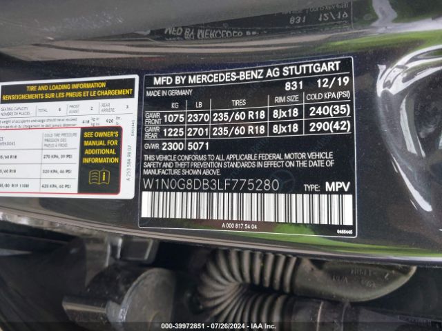 W1N0G8DB3LF775280 Mercedes-Benz GLC 300