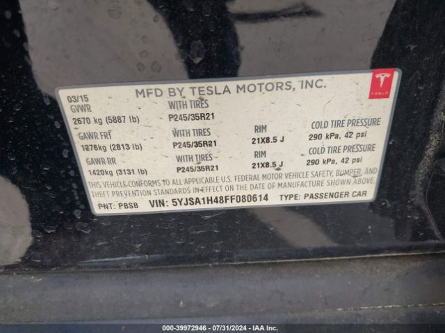 5YJSA1H48FF080614 Tesla Model S 85d/p85d