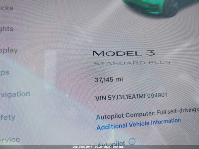 5YJ3E1EA1MF994901 Tesla Model 3 Standard Range Plus Rear-wheel Drive