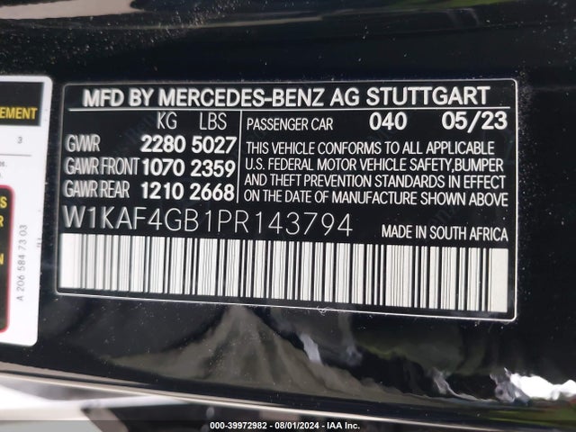 W1KAF4GB1PR143794 Mercedes-Benz C 300 Sedan
