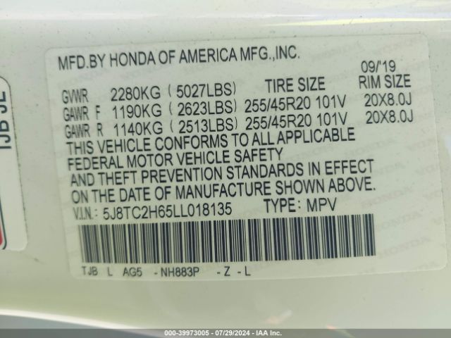 5J8TC2H65LL018135 Acura Rdx A-spec Package