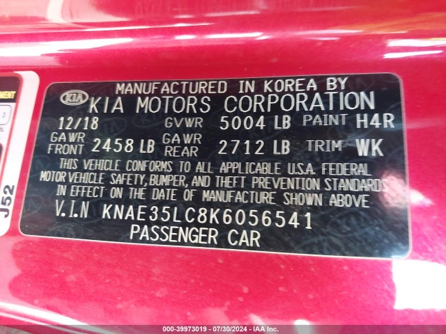 KIA STINGER GT 2019 KNAE35LC8K6056541 Image 9