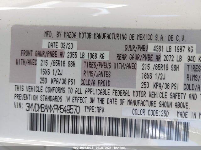 3MVDMBAMXPM549570 Mazda Cx-30 2.5 S