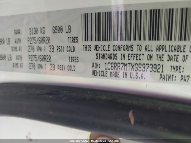 1C6RR7MTXGS373921 RAM 1500 Sport