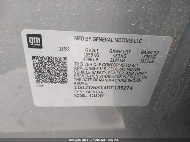 1G1ZD5ST4RF135274 Chevrolet MALIBU LT