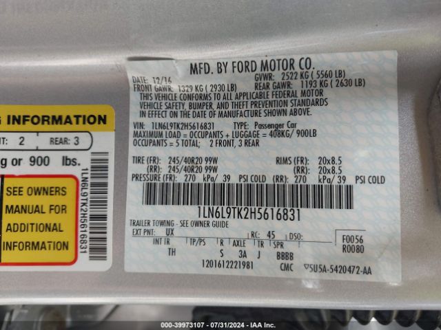 1LN6L9TK2H5616831 Lincoln Continental Select