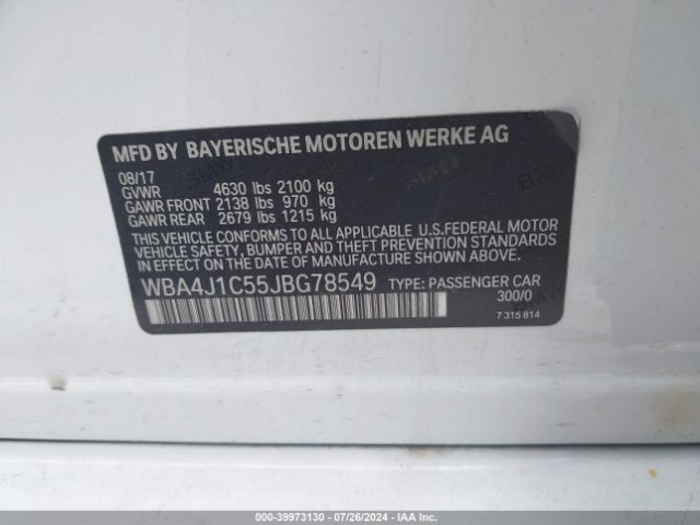 WBA4J1C55JBG78549 BMW 430i Gran Coupe
