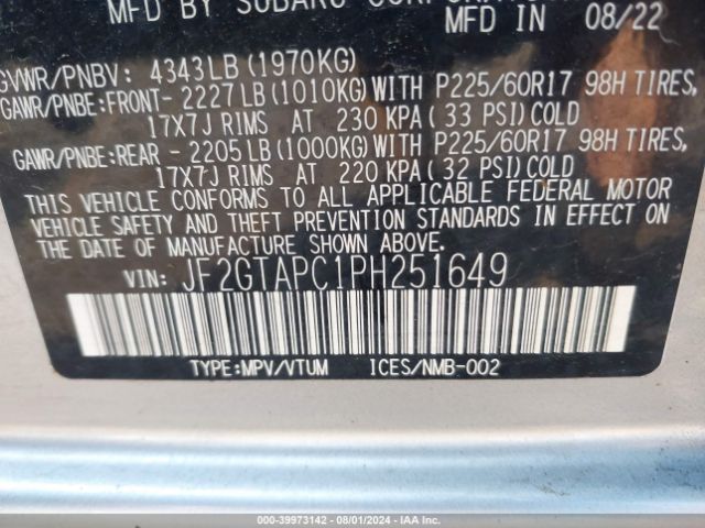 JF2GTAPC1PH251649 Subaru Crosstrek Premium