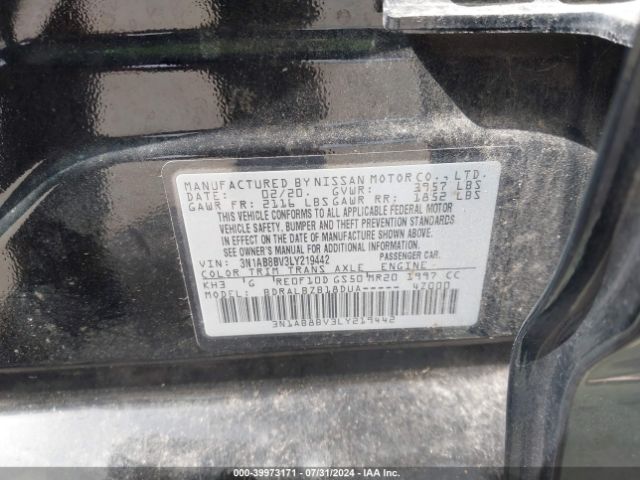 3N1AB8BV3LY219442 Nissan Sentra S Xtronic Cvt