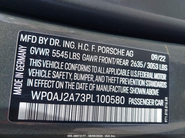 2023 PORSCHE PANAMERA WP0AJ2A73PL100580 Photo 8