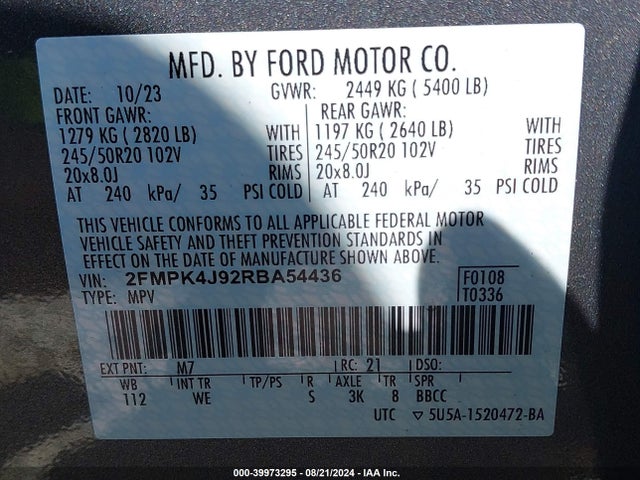 Ford Edge St-line 2024 2FMPK4J92RBA54436 Image 9