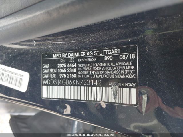 WDDSJ4GB6KN723142 Mercedes-Benz CLA 250 4MATIC