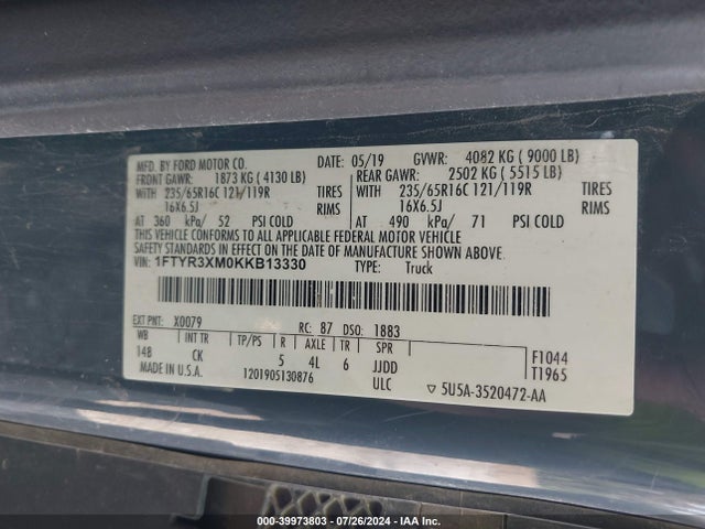 Ford Transit-250 2019 1FTYR3XM0KKB13330 Image 9