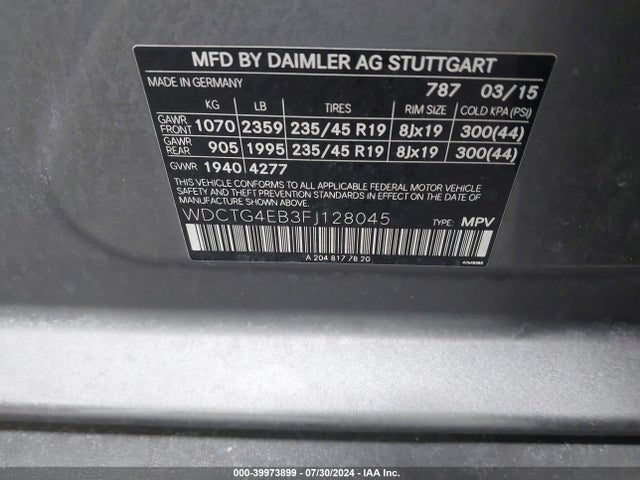 Mercedes-Benz GLA 250 2015 WDCTG4EB3FJ128045 Image 9